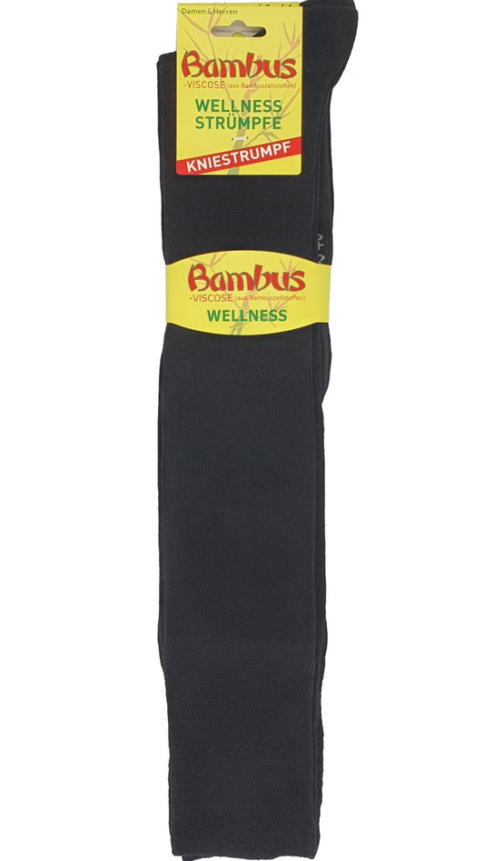 Gesundheits-Kniestrümpfe Bambus Frotteesohle 2 Paar schwarz